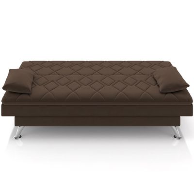 Sofá Cama para Sala de Estar Quarto 193cm Lia M03 Veludo Marrom - Lyam Decor