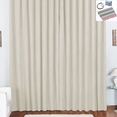 Cortina Pryme 2 Metros Sala Quarto em Oxford para Trilho Comum Palha