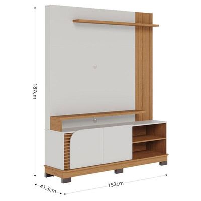 Estante Home Theater Jurerê 1.5 Off White Matte Freijó - Colibri