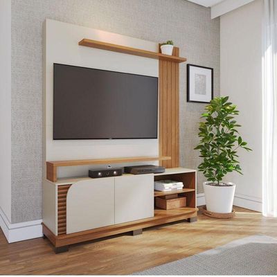 Estante Home Theater Jurerê 1.5 Off White Matte Freijó - Colibri