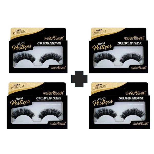 KIT COM 4 CONUNTOS DE CILIOS POSTIÇOS - MACRILIAN
