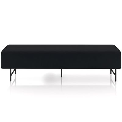 Puff Recamier Decorativo com Pés Industrial 195cm Novara P05 Veludo Preto - Lyam Decor
