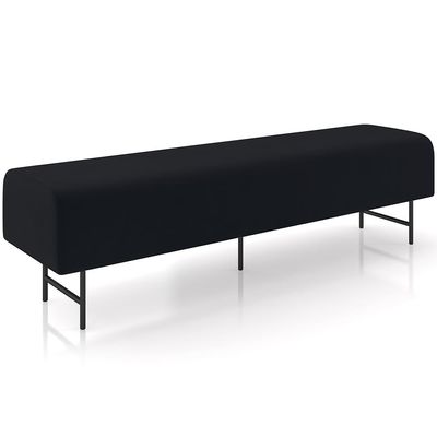 Puff Recamier Decorativo com Pés Industrial 195cm Novara P05 Veludo Preto - Lyam Decor