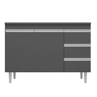 Balcão De Cozinha Andréia Com Tampo 100 Cm Cinza Fosco - Ajl