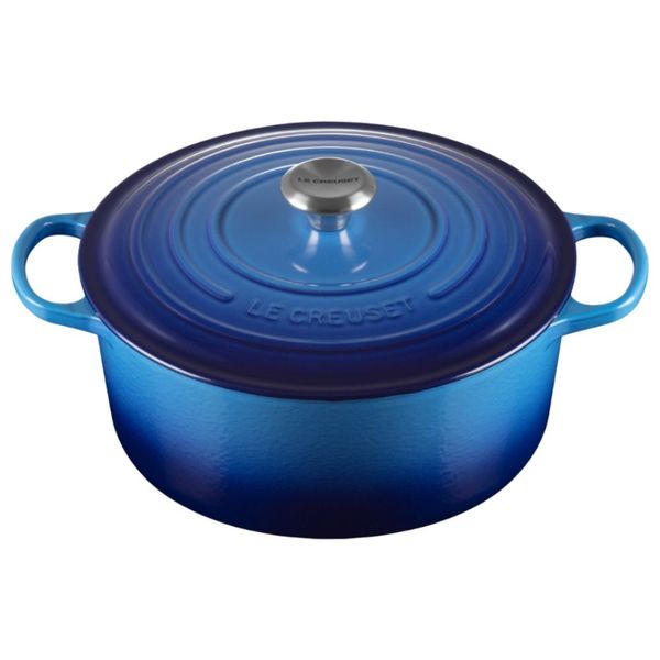 PANELA REDONDA LE CREUSET 24CM SIGNATURE FERRO ESMALTADO AZURE BLUE 21177242202430