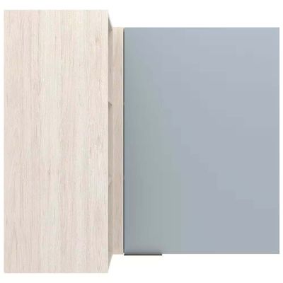 Armário Aéreo de Canto Bartira Cristal MDP 15mm com 1 Porta e 2 Prateleiras - 101,8cm de largura Freixo/Azul Wood