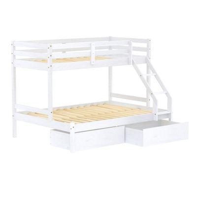 Beliche Com Cama Casal Dreams Com 02 Gavetas Madeira Maciça Branco Megamobilia