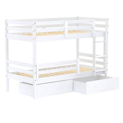 Beliche Solteiro Dreams Com 02 Gavetas E Grade De Proteção Madeira Maciça Branco Megamobilia