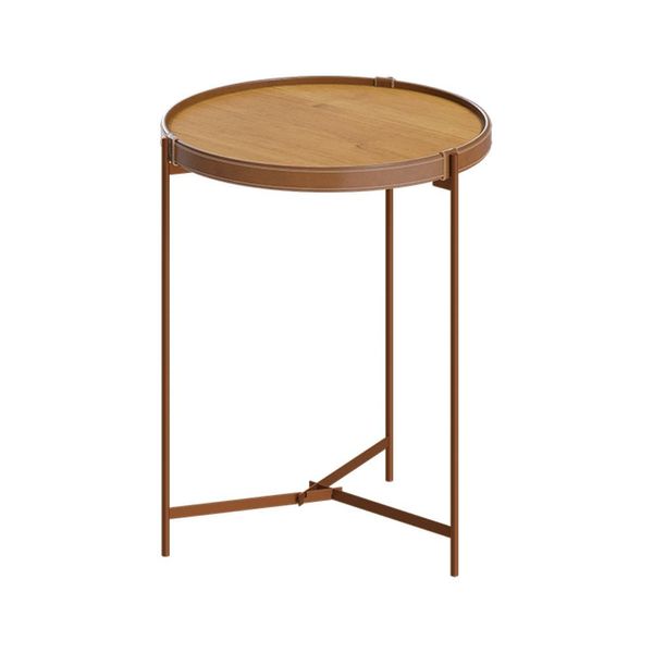 Mesa Lateral Nezuko 66cm Base Cobre Tampo Nature - Gran Belo