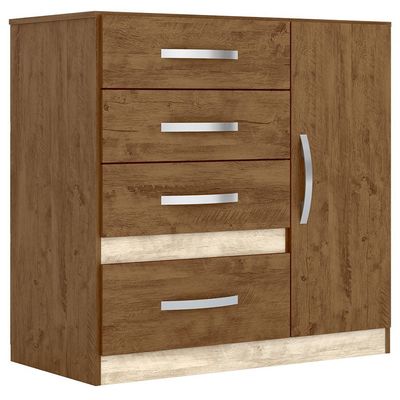 Cômoda Moval Vênus 1 Porta 4 Gavetas Castanh / Avelã