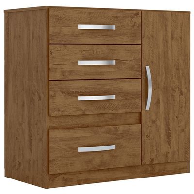 Cômoda Moval Vênus 1 Porta 4 Gavetas Castanh / Avelã