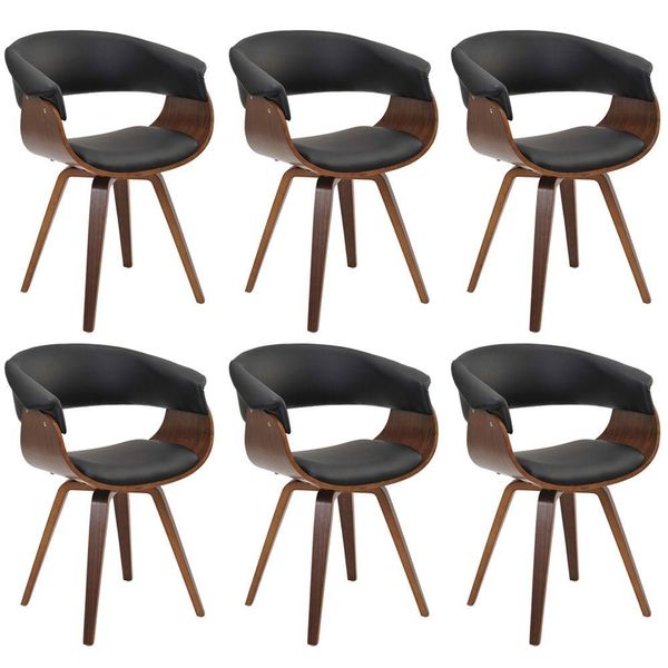 Kit 06 Cadeiras Giratória Decorativa para Sala de Jantar Ohana PU Preto G56 - Gran Belo