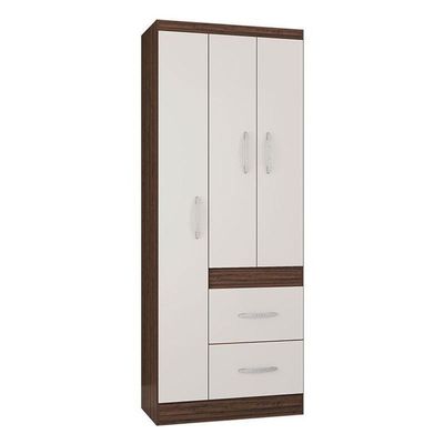 Guarda Roupa Solteiro Milão 3 Portas Chocolate Off White - Poquema