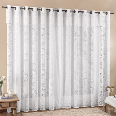 Cortina 3 Mts Sala Quarto Luna Renda para Varão Baratissima Branca