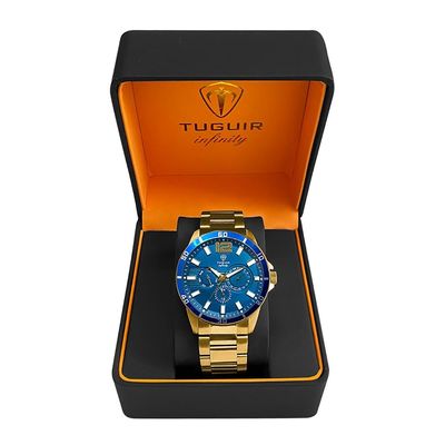 Relógio Tuguir Masculino Ref:6116c Tgi37039 Multifunção Aço Dourado