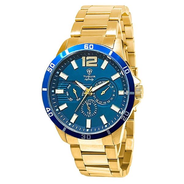 Relógio Tuguir Masculino Ref:6116c Tgi37039 Multifunção Aço Dourado