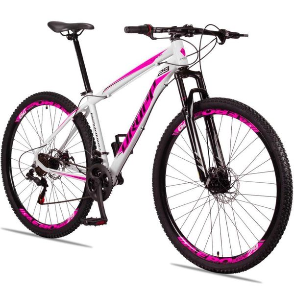 Bicicleta 29 Dropp Aluminum Freio Disco Branco+Rosa