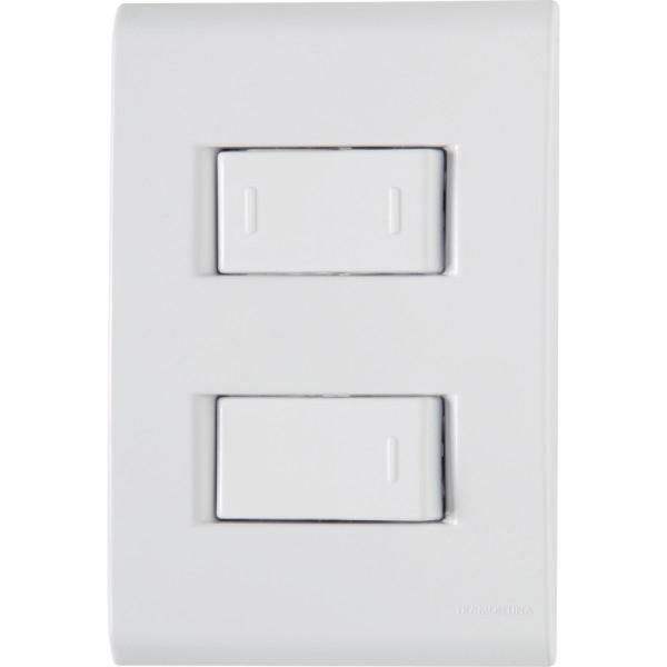 Conjunto 4x2 com 1 Interruptor Simples 10 A 250 V e 1 Interruptor Paralelo 10 A 250 V Tramontina Liz Branco