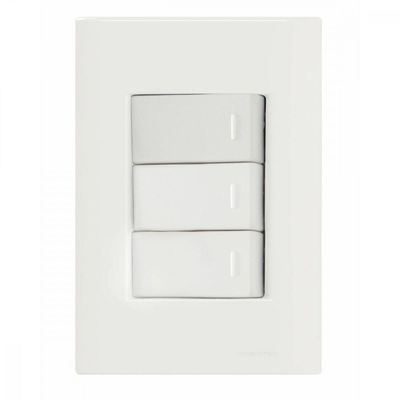 Conjunto 4x2 com 3 Interruptores Simples 10 A 250 V Tramontina Giz Branco