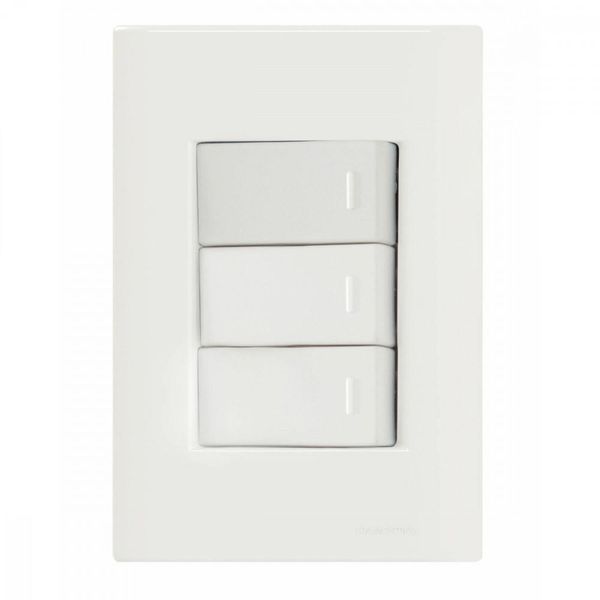 Conjunto 4x2 com 3 Interruptores Simples 10 A 250 V Tramontina Giz Branco