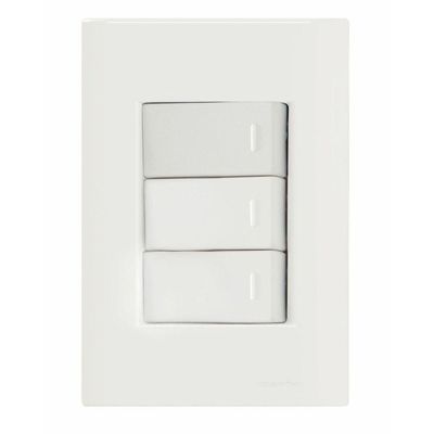 Conjunto 4x2 com 3 Interruptores Simples 10 A 250 V Tramontina Giz Branco