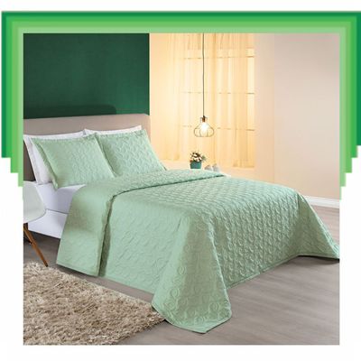 Colcha Cobre Leito Valença Queen 3 Peças Dupla Face - Verde