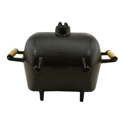 Mini Churrasqueira A Bafo Alumínio Fundido Craqueada Dourada