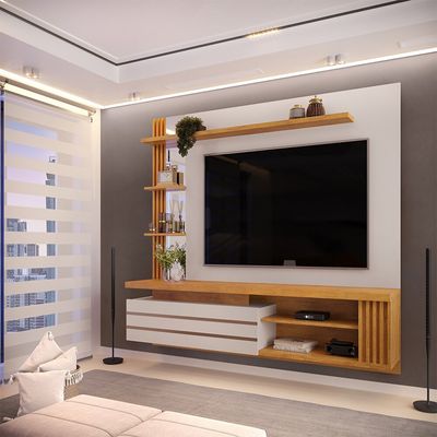 Painel para TV até 55 DJ Móveis New Marin Cedro/Bali