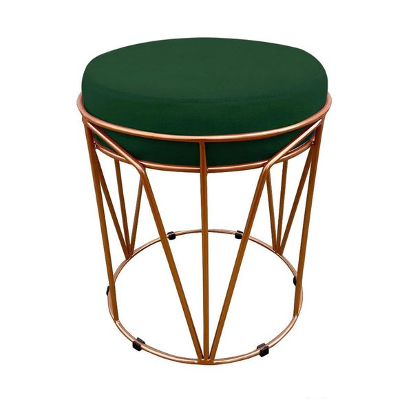Puff Multiuso com Mesa Babu 2 em 1 Suede Verde Base Cobre - D'Rossi