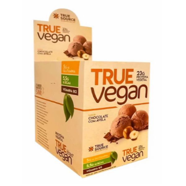 Proteína True Vegan Chocolate com Avelã 34g True Source 10 Sachês