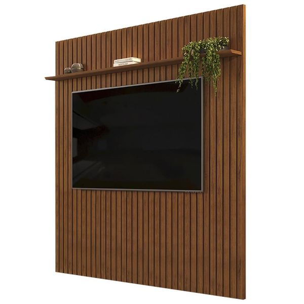 Painel para TV 75 Polegadas Ripado 275x240cm Pratisk D04 Freijó - Mpozenato