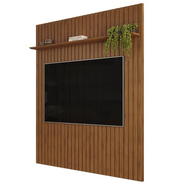 Painel para TV 65 Polegadas Ripado 183x212cm Pratisk D04 Freijó - Mpozenato