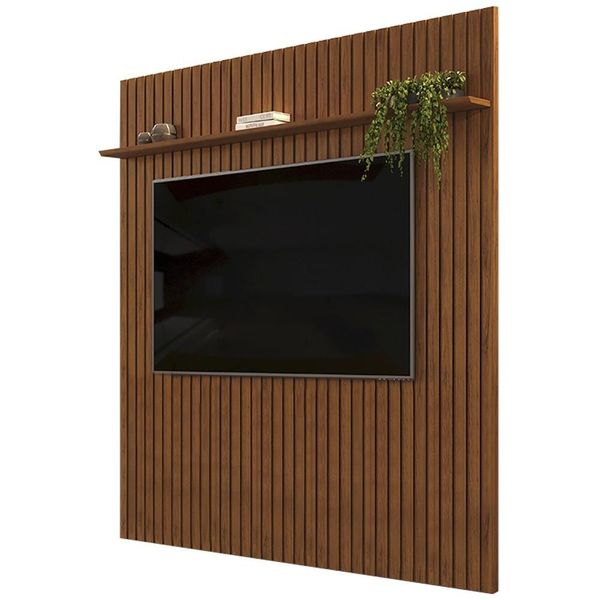 Painel para TV 75 Polegadas Ripado 223x212cm Pratisk D04 Freijó - Mpozenato