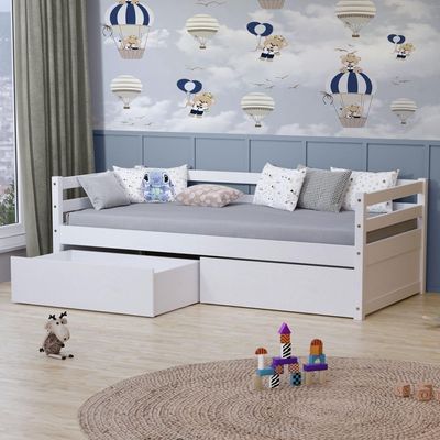 Cama Infantil Dreams Com 02 Gavetas Madeira Maciça Branco Megamobilia