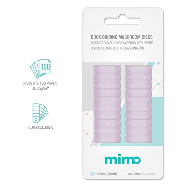 Disco Cogumelo para Caderno Inteligente Lilás Mimo - 24 mm - 20 Unids