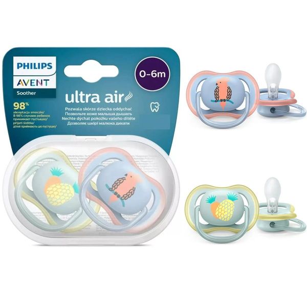 CHUPETA ULTRA AIR DUPLA ARARA/ABACAXI - 0-6M - PHILIPS AVENT CHUPETA ULTRA AIR DUPLA ARARA/ABACAXI - 0-6M - PHILIPS AVENT