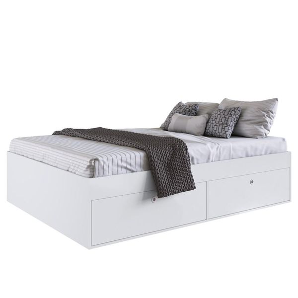 Cama Casal Queen 160cm Com 4 Portas Tókio A05 Branco - Mpozenato