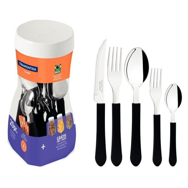 Faqueiro Tramontina Leme com Lâminas em Aço Inox e Cabos de Polipropileno Preto 20 Peças FAQUEIRO 20 PEÇAS LEME PRETO TRAMONTINA - 23198/018 78911122 Faqueiro Tramontina Leme com Lâminas em Aço Inox e Cabos de Polipropileno Preto 20 Peças FAQUEIRO 20 PEÇAS LEME PRETO TRAMONTINA - 23198/018 78911122