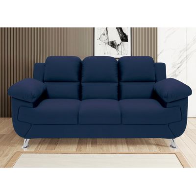 Sofá 2,02 Metros Linoforte Avalon, 3 Lugares, Veludo, Espuma D-33 Azul Petroleo