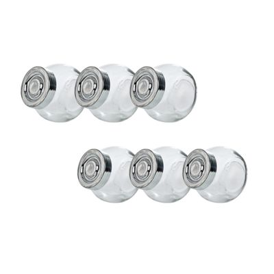 KIT JOGO DE PORTA CONDIMENTO DE VIDRO COM TAMPA CROMADA COM 6 PEÇAS