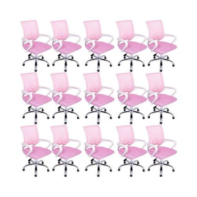 Kit 15 Cadeiras De Escritório Begonia Tela Mesh Ergonômico Rosa