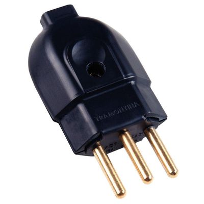 Plugue Macho 2P+T 250 V 10 A Tramontina Preto