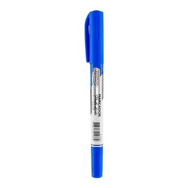 MARCADOR PERMANENTE CD/DVD AZUL 2 PONTAS BRW