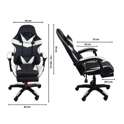 Cadeira Gamer Stillus Ergonômica Com Apoio Para Os Pés Preto E Branco