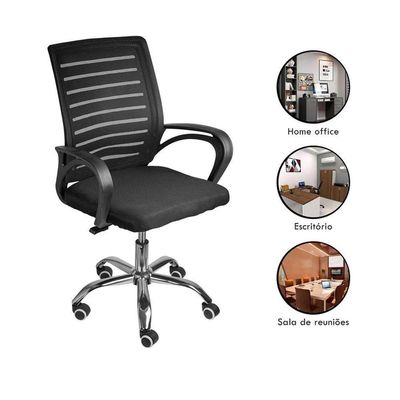 Kit 3 Cadeiras De Escritório Secretaria Diretor Roma Ergonômica
