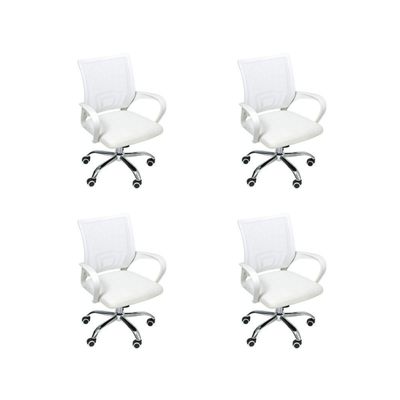 Kit 4 Cadeiras De Escritório Begonia Tela Mesh Ergonômica Branco