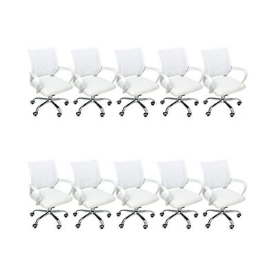 Kit 10 Cadeiras De Escritório Begonia Mesh Ergonômico Branco