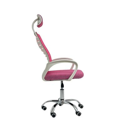 Kit 2 Cadeiras Escritório Diretor Tela Mesh Com Encosto De Cabeça Rosa