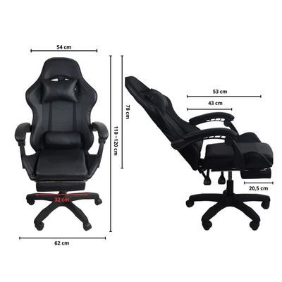 Kit 2 Cadeiras Gamer Stillus Ergonômica Com Apoio Para Os Pés Preto
