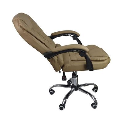 Cadeira De Escritório Presidente Reclinável Ergonômica Bege
